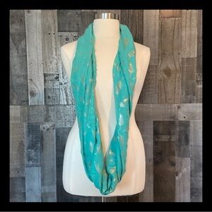 Mint green sparkly leaf infinity scarf quiet luxury lightweight resortwear fall